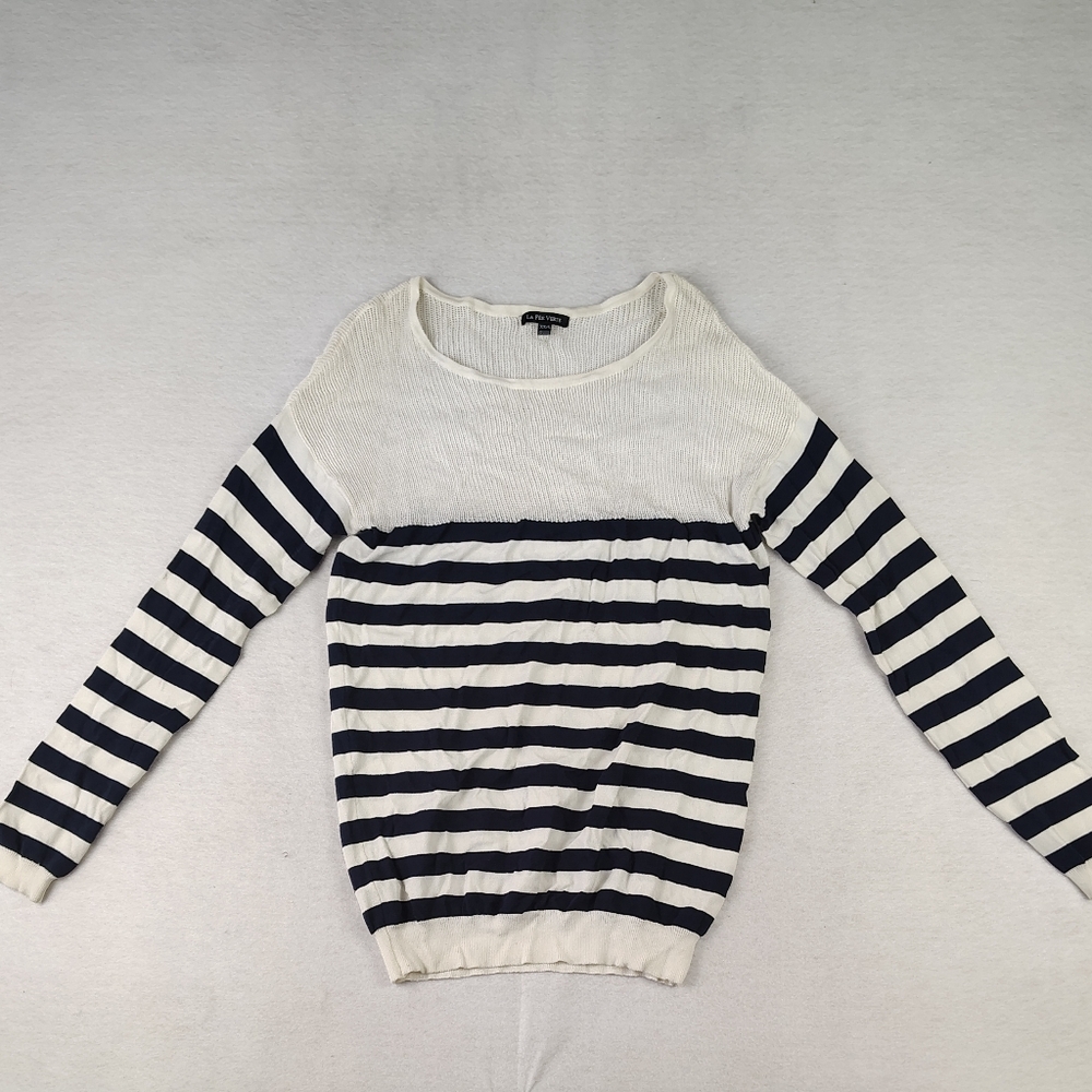 La Fée Verte Black and White Stripe Knit Top XS/S - Picture 2 of 5